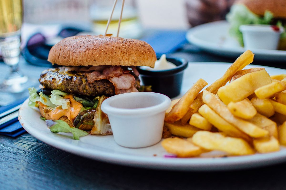 Illustrative food photograph: smoky bean burgers that hold together